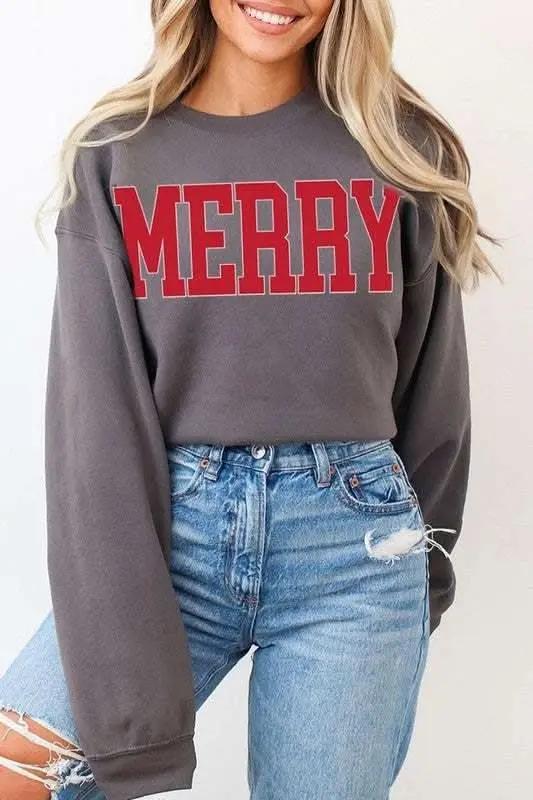 Merry Graphic Fleece Sweatshirts - Love Salve